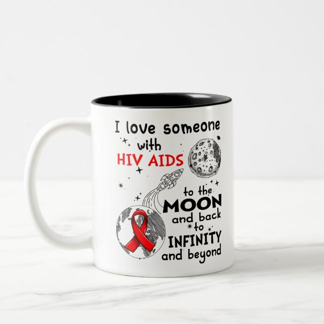 I love Someone with Hiv Aids Awareness Two-Tone Coffee Mug (Left)