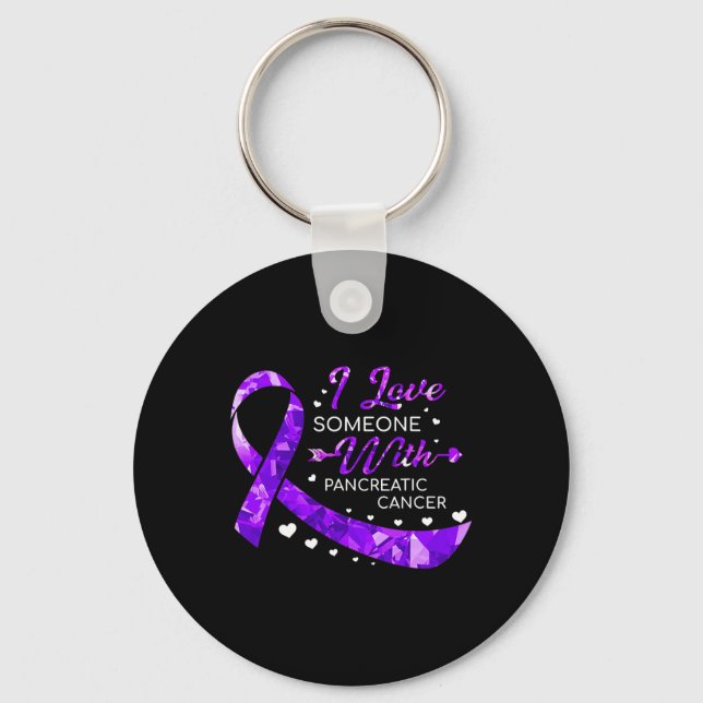 I Love Someone With Pancreatic Cancer Awareness Ri Key Ring (Front)