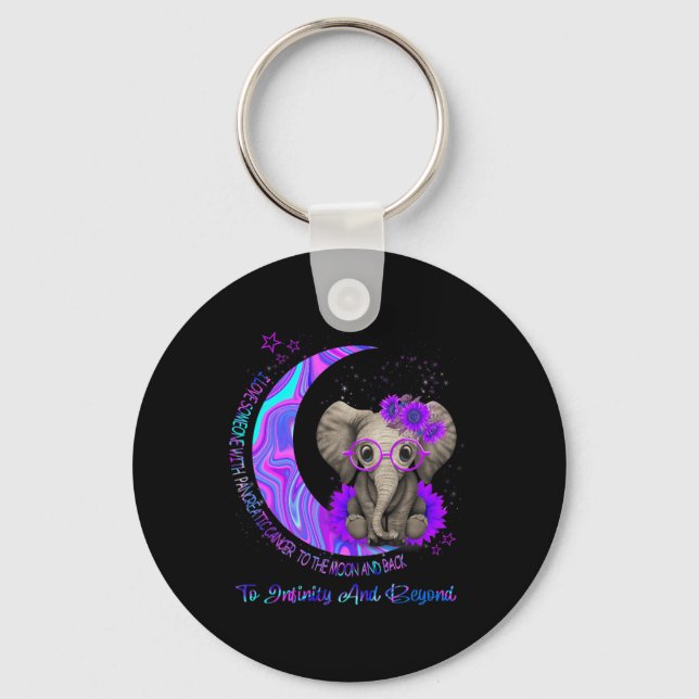 I Love Someone With Pancreatic Cancer To The Moon  Key Ring (Front)