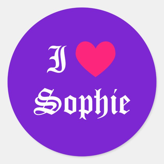 I Love Sophie Classic Round Sticker (Front)