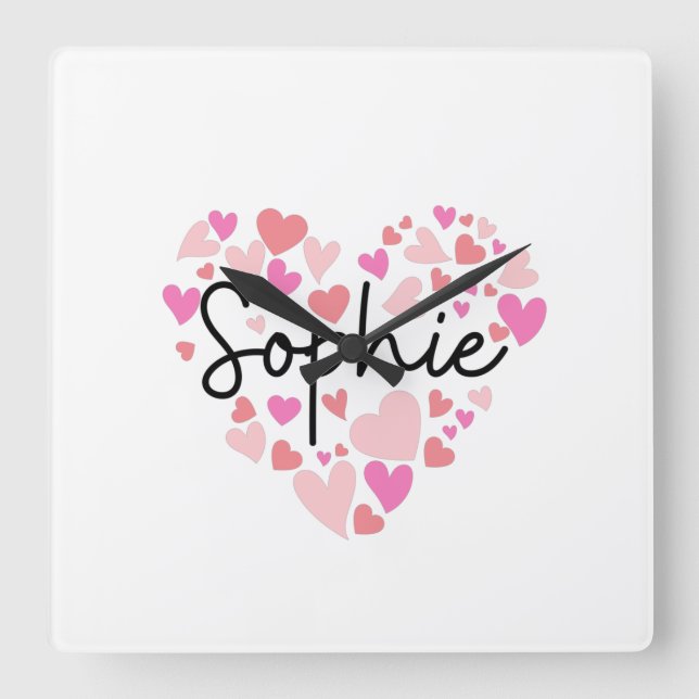 I love Sophie Square Wall Clock (Front)