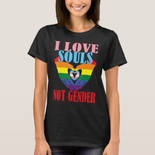 i love souls not gender, rainbow love heart shaped T-Shirt