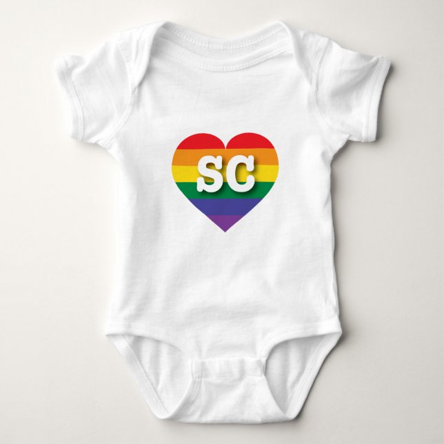I Love South Carolina Rainbow Heart Baby Bodysuit (Front)
