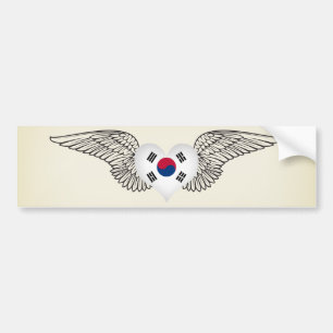 I Love South Korea -wings Bumper Sticker