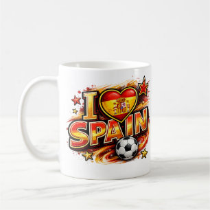 I Love Spain Soccer Fan Mug   Patriotic Spain Foot