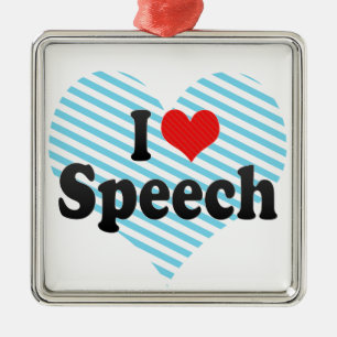 I Love Speech Metal Tree Decoration