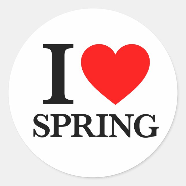I Love Spring Classic Round Sticker (Front)