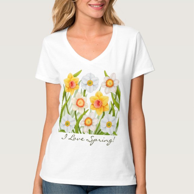 I Love Spring Daffodil T-Shirt (Front)