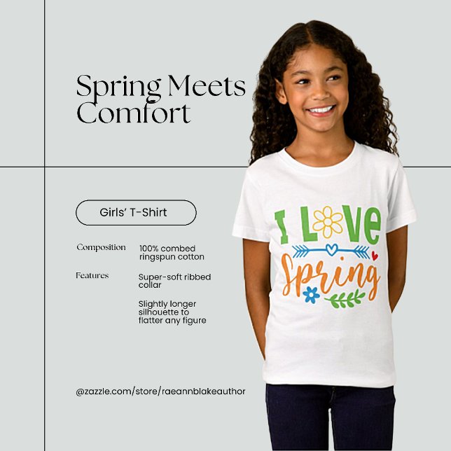 "I Love Spring" Girls' Fine Jersey T-Shirt (Creator Uploaded)