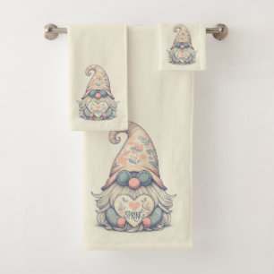 I Love Spring Gnome Bath Towel Set