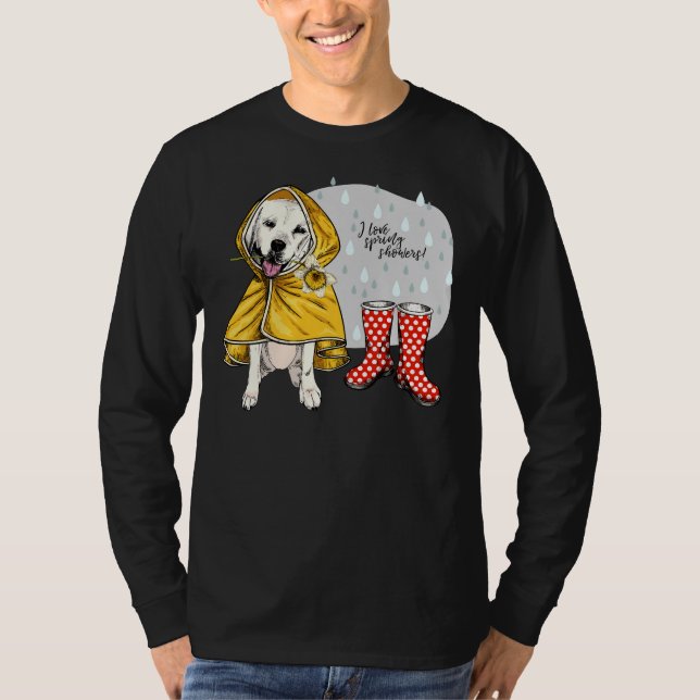 I Love Spring Showers White Labrador Retriever Wit T-Shirt (Front)