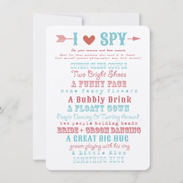 I love spy Photo Hunt Game (Front)