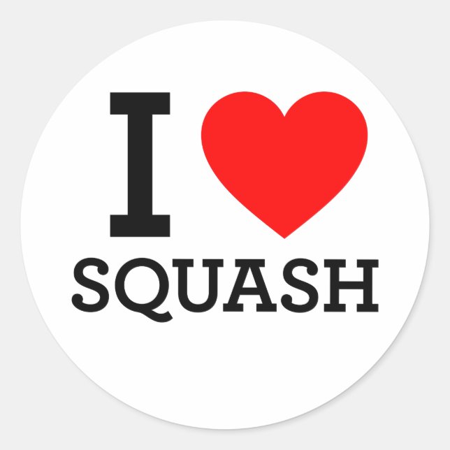 I Love Squash Classic Round Sticker (Front)