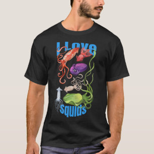 I Love Squids Octopus Cephalopod Ocean Summer Kawa T-Shirt