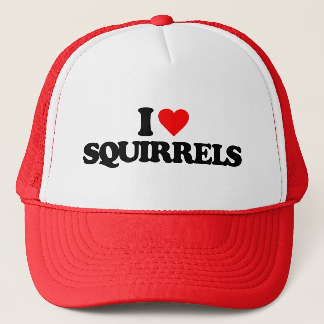 I LOVE SQUIRRELS TRUCKER HAT (Front)