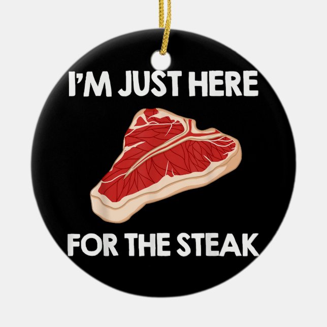 I Love Steak Gift Ribeye House Ceramic Tree Decoration (Front)