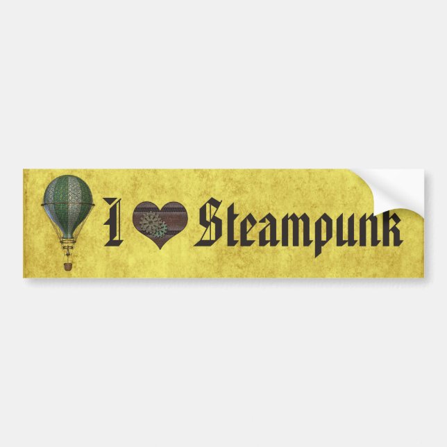 I Love Steampunk Bumper Sticker (Front)