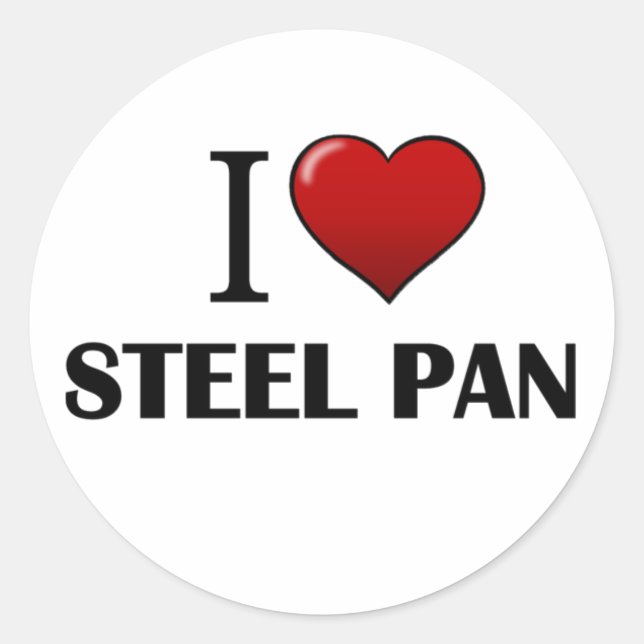 I Love Steel Pan Round Sticker (Front)