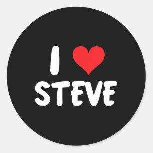 I Love Steve - Heart - Name  Classic Round Sticker