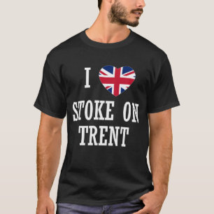 I Love Stoke on Trent England Union Jack Flag Hear T-Shirt