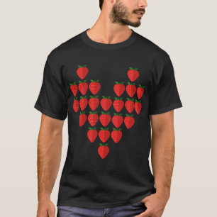 I Love Strawberries Berry Heart Fruit Art T-Shirt