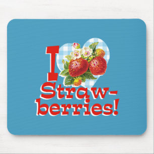 I Love Strawberries Mouse Pad