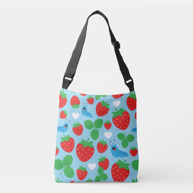 I Love Strawberries Seamless Pattern Crossbody Bag (Front)