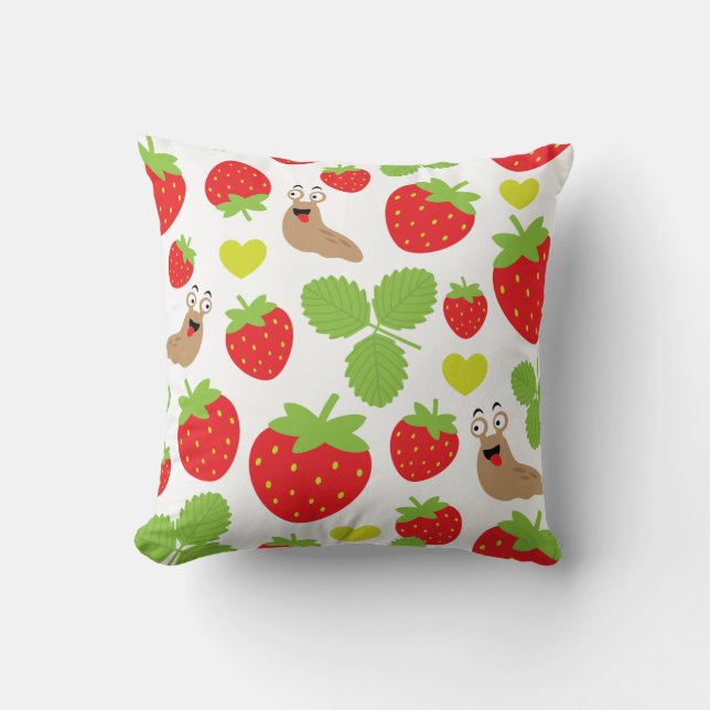 I Love Strawberries Seamless Pattern Cushion (Front)