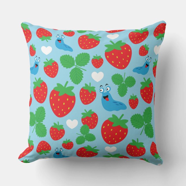 I Love Strawberries Seamless Pattern Cushion (Front)