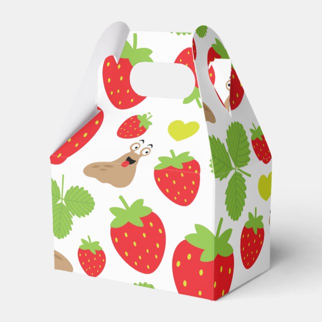 I Love Strawberries Seamless Pattern Favour Box (Front Side)