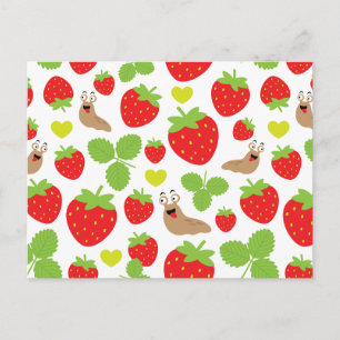 I Love Strawberries Seamless Pattern Postcard