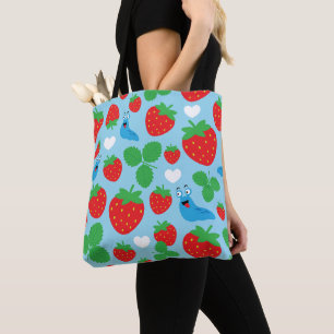 I Love Strawberries Seamless Pattern Tote Bag