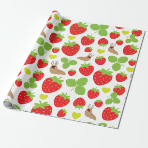 I Love Strawberries Seamless Pattern Wrapping Paper