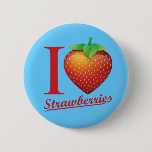 I Love Strawberry 6 Cm Round Badge