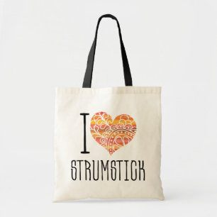 I Love Strumstick Orange Mandala Heart Tote Bag