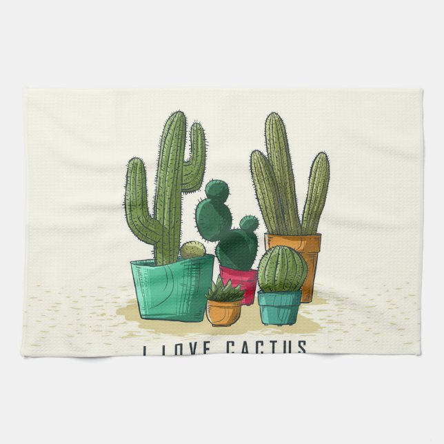 I Love Succulents Tea Towel (Horizontal)