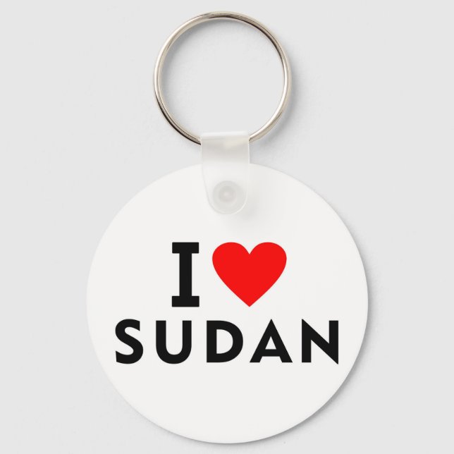 I love Sudan country like heart travel tourism Key Ring (Front)