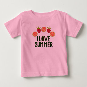 I Love Summer  Baby Cute T-Shirt With Fruit Design