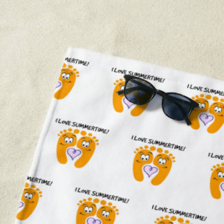 I Love Summertime Bare Feet Cute Beach Towel