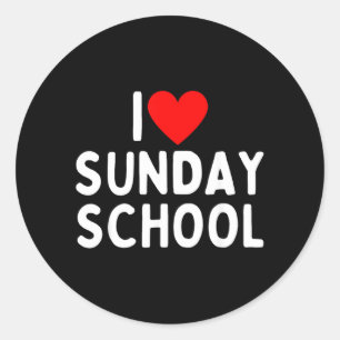 I Love Sunday School Classic Round Sticker