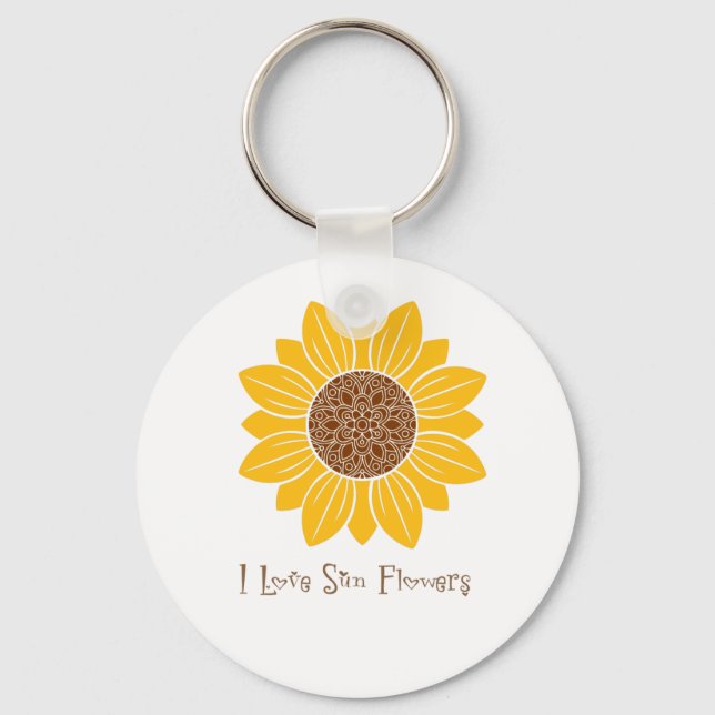 I Love Sunflowers Key Ring (Front)