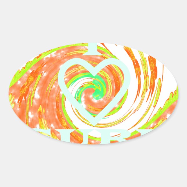 I Love Surf: Beautiful Floral with Cool Text Art  Oval Sticker (Front)