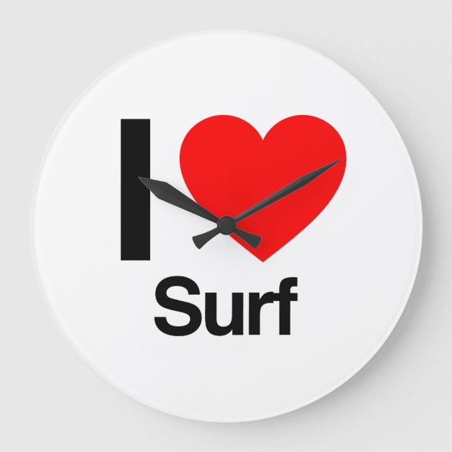 i love surf large clock (Front)
