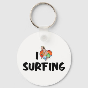 I Love Surfing Keychain