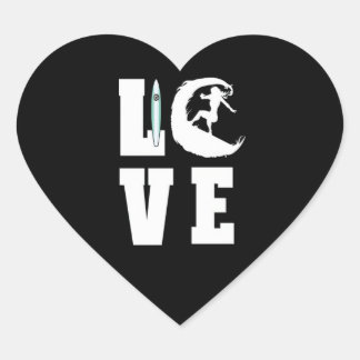 I Love Surfing Surf Fan Lovers Heart Sticker