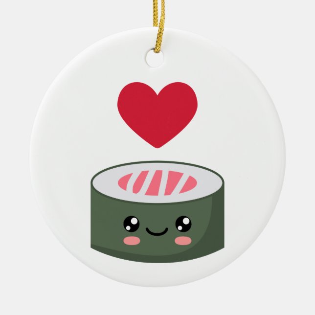 I love Sushi Ceramic Tree Decoration (Front)