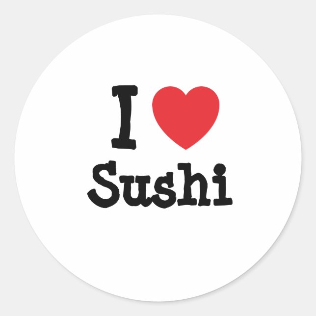 I love Sushi heart T-Shirt Classic Round Sticker (Front)