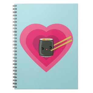 I Love Sushi Kawaii Sushi Roll Spiral Notebook
