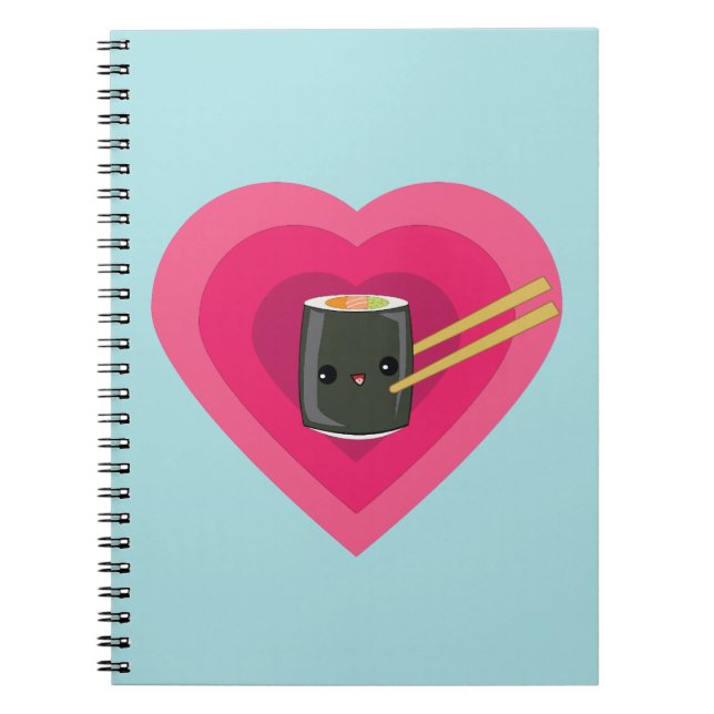 I Love Sushi Kawaii Sushi Roll Spiral Notebook (Front)