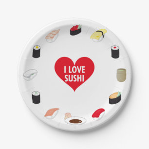 I LOVE SUSHI PAPER PLATE